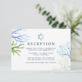 水彩海藻ビーチをテーマにしたバルミツワー エンクロージャーカード (スタンド正面)