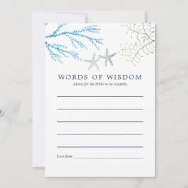 水彩海藻ビーチをテーマにしたブライダルアドバイス アドバイスカード