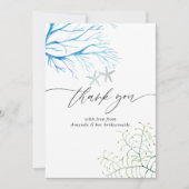 水彩海藻ビーチをテーマにしたブライダルシャワー サンキューカード (正面)