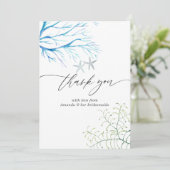 水彩海藻ビーチをテーマにしたブライダルシャワー サンキューカード (スタンド正面)