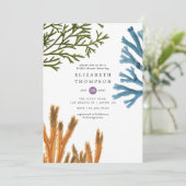 水彩海藻ビーチをテーマにしたブライダルシャワー 招待状 (スタンド正面)