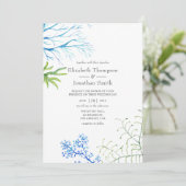 水彩海藻ビーチをテーマにした結婚式招待状 招待状 (スタンド正面)