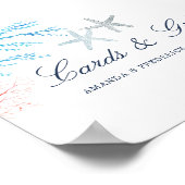 水彩海藻ビーチカードとギフトサイン ポスター (角)