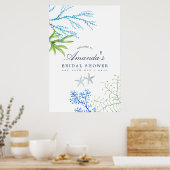 水彩海藻ビーチブライダルシャワーへようこそ ポスター (キッチン)