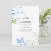 水彩海藻ビーチ結婚テーマ更新 招待状 (スタンド正面)