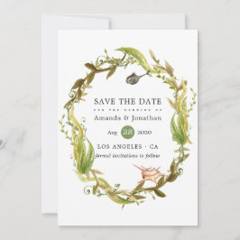 水彩海藻ビーチ結婚テーマ セーブザデート