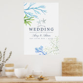 水彩海藻ビーチ結婚テーマ ポスター (キッチン)