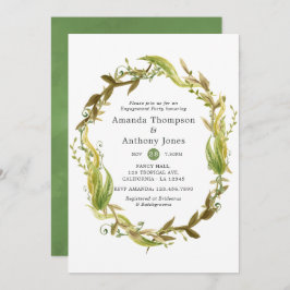 水彩海藻航海の婚約パーティ 招待状