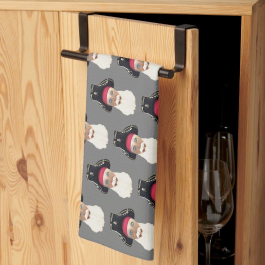 水彩海賊自画像 キッチンタオル (三つ折り)