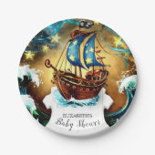 水彩海賊航海の赤ちゃんシャワー ペーパープレート (正面)