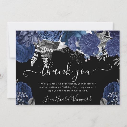 水彩海軍とシルバーバラ誕生日 サンキューカード (正面)