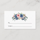 水彩海軍と赤面フローラバルミツワー プレイスカード (正面)