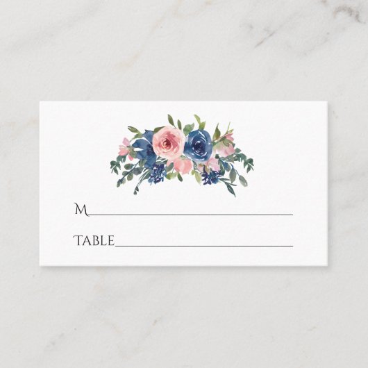 水彩海軍と赤面フローラバルミツワー プレイスカード (正面)