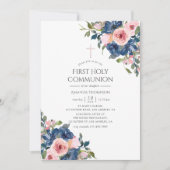 水彩海軍と赤面フローラ第一聖餐式 招待状 (正面)
