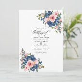 水彩海軍と赤面フローラ結婚の写真 招待状 (スタンド正面)