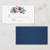 水彩海軍と赤面フローラ結婚ズ プレイスカード (正面/裏面)