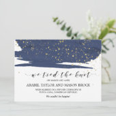 水彩海軍と金ゴールドの駆け落ち発表 案内状 (スタンド正面)