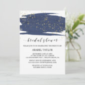水彩海軍と金ゴールドスパークルブライダルシャワー 招待状 (スタンド正面)