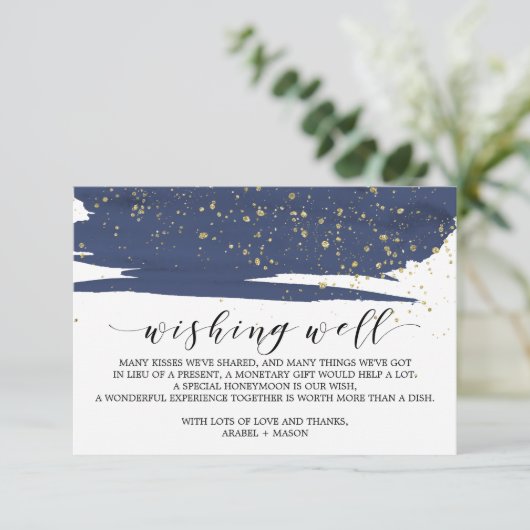 水彩海軍と金ゴールド結婚の願い井戸 エンクロージャーカード (スタンド正面)