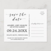 水彩海軍と金ゴールド結婚式の日付を保存 案内ポストカード (裏面)