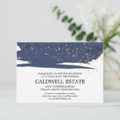 水彩海軍と金ゴールド結婚披露宴カード エンクロージャーカード (スタンド正面)