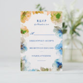 水彩海軍フローラリース秋の結婚式Rsvp 出欠カード (スタンド正面)