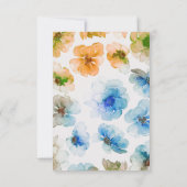 水彩海軍フローラリース秋の結婚式Rsvp 出欠カード (裏面)