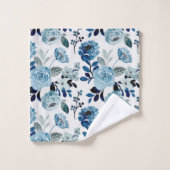 水彩海軍植物風呂タオルセット バスタオルセット (ウォッシュタオル)