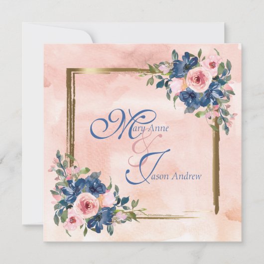 水彩海軍&赤面結婚ズ 招待状 (正面)