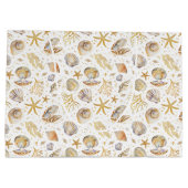 水彩海金ゴールドシーシェルベビーシャワー ラージペーパーバッグ (裏面)