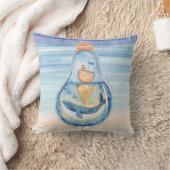 水彩海電球ハンプバック鯨船 クッション (ブランケット)