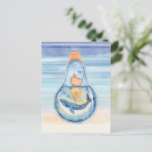 水彩海電球ハンプバック鯨船 ポストカード (スタンド正面)