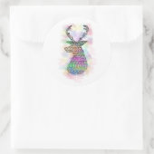 水彩海馬の部族の鹿プリント ラウンドシール (バッグ)