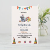 水彩海馬パーティー動物の誕生日 招待状 (スタンド正面)