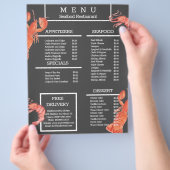 水彩海鮮カニグリルレストランメニュー グレー チラシ (手)