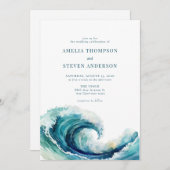 水彩海 |ネイビーブルー結婚ズ 招待状 (正面/裏面)