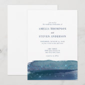 水彩海 |ネイビーブルー結婚ズ 招待状 (正面/裏面)