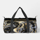 水彩液体大理石パターパーソナライズされたン名 ダッフルバッグ (正面)