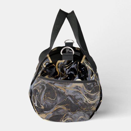 水彩液体大理石パターパーソナライズされたン名 ダッフルバッグ (右)