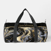 水彩液体大理石パターパーソナライズされたン名 ダッフルバッグ (裏面)