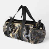 水彩液体大理石パターパーソナライズされたン名 ダッフルバッグ (右コーナー)