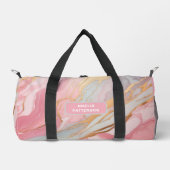 水彩液体大理石パターパーソナライズされたン名 ダッフルバッグ (正面)