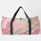 水彩液体大理石パターパーソナライズされたン名 ダッフルバッグ