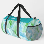 水彩液体大理石パターパーソナライズされたン名 ダッフルバッグ (右コーナー)