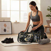 水彩液体大理石パターパーソナライズされたン名 ダッフルバッグ