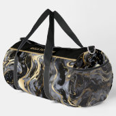 水彩液体大理石パターパーソナライズされたン名 ダッフルバッグ (右コーナー)