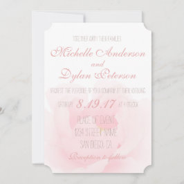 水彩淡いピンク牡丹エレガントな結婚式 招待状