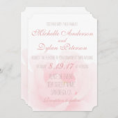水彩淡いピンク牡丹エレガントな結婚式 招待状 (正面/裏面)
