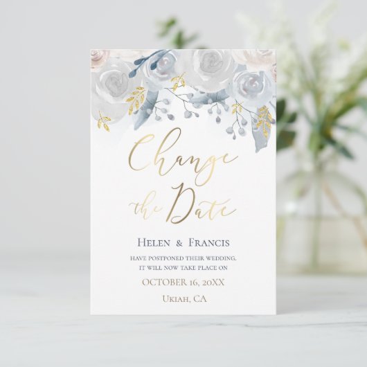 水彩淡い色の花日付の変更 招待状 (スタンド正面)