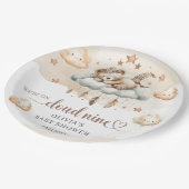 水彩淡い茶色のアイボリー雲9テディベア ペーパープレート (アングル)